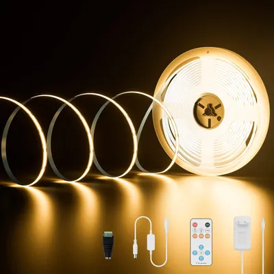 Zdjęcie produktu dla Zestaw taśmy LED COB, barwa ciepła (2700K), 10 metrów, możliwość regulacji jasności