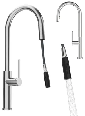 Produktbild von Granitan | PRATI - Küchenarmatur - Ausziehbarer Auslauf - 360° schwenkbar - Chrom - Keramikkopf