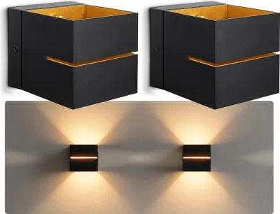 Produktbild von SSC-LUXon 2 Stück KOURA Wandleuchte Innen schwarz mit Lichtschlitz - Wandlampe Gold Design Up Down Leuchte für 1x G9 Leuchtmittel (separat erhältlich)