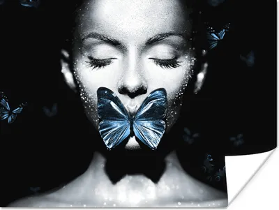 Produktbild von MuchoWow® Poster Frau - Schmetterling - Luxus 120x90 cm - Wandbild