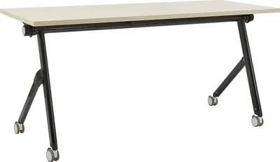 Produktbild von BELIANI Schreibtisch Heller Holzfarbton u. Schwarz 160 x 60 cm Klappbar Faltbar mit Rollen Mobil Bürotisch für Homeoffice Büro Modernes Design