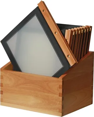 Produktbild von Securit Menümappen mit Holzbox schwarz A4 (20 Stück)