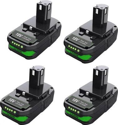 Immagine prodotto di Batteria ricaricabile agli ioni di litio da 18 V - Batteria di ricambio compatibile con P107 P108 RB18L50 - 3000 mAh - Confezione da 4 - Per utensili a batteria - Rosa