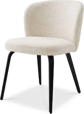Produktbild von Casa Padrino Luxus Esszimmerstuhl Naturfarben / Schwarz 57 x 69 x H. 81 cm - Gepolsterter Küchenstuhl im Retro Design - Luxus Retro Esszimmer Möbel