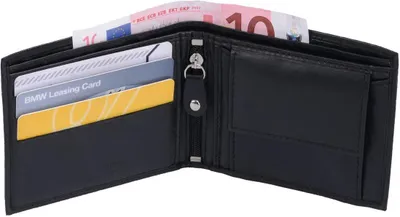 Produktbild von extra flache, kleine Ledergeldbörse, schwarz Herrenbörse, Hosentaschenbörse