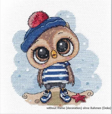 Obrázek produktu pro Sada křížkového vyšívání "Sova námořník", počítaný vzor, 15x15cm