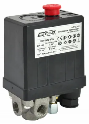 Obrázek produktu pro Awtools Spínač Tlaku Kompresoru 230V 3 Vstupy 1/4".