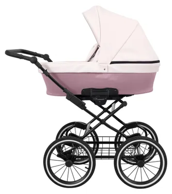 Produktbild von Kinderwagen Kunert Romantic mit Babywanne - Schwarzer Rahmen - Farbe: Rosa Eco