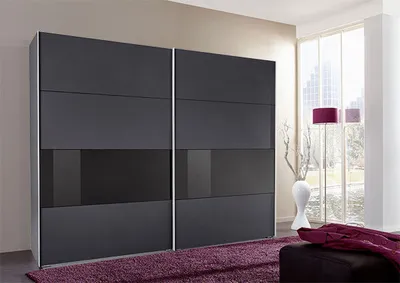 Produktbild von Schwebetürenschrank Kleiderschrank Bramfeld graphit schwarzglas 270cm