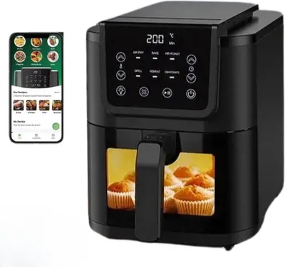 Image de Friteuse à air XXL - Capacité de 5 litres - 1500 W - 6 fonctions en 1 - Écran tactile LED - Friteuse - Hublot de visualisation