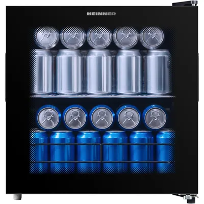 Produktbild von Heinner HBC-M44BKE Getränkekühler 44 L, Mechanische Steuerung, Glasfront, Wendetür, Schwarz