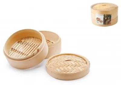 Immagine prodotto di H&H Cestello Orientale In Bambù Da 3 Pezzi Cottura A Vapore Cm 25