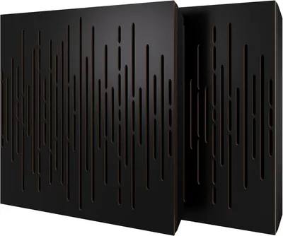 Obrázek produktu pro Balení po 2 kusech – akustický panel s velurovým potahem a montážní sadou | 50 x 50 x 5 cm | Absorpce, difúze, odraz a zvuková izolace | [WAVE – černá | černá]