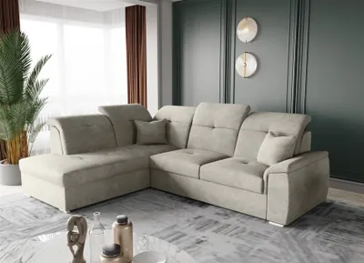 Produktbild von Ecksofa Schlafsofa Sofa FREJA Stoff Brooklyn Beige Ottomane Links