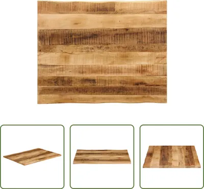 Produktbild von The Living Store Tischplatte mit Baumkante 90x80x2,5 cm Raues Mango Massivholz