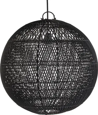 Image de Bazar Bizar Suspension rotin noir 50x50x50cm