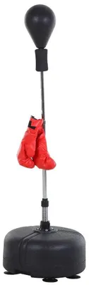 Image de Kit de boxe avec gants - Entraîneur de boxe | Couleur : Noir/Rouge | Dimensions : 48x48x136-154 cm