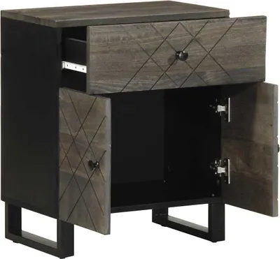 Produktbild von vidaXL Nachttisch Schwarz 50x33x60 cm Massivholz Mango