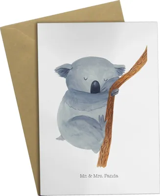 Produktbild von Mr. & Mrs. Panda babykarte Koalabär - Weiß - Geschenk, weihnachtskarten, dankeskarten, Klappkarte, Lustige Sprüche, schlafen, Traumland, Bär, Schlafzimmer, Grußkarte