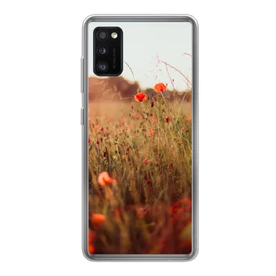 Produktbild von MuchoWow® Handyhülle Schutzhülle Hülle für Samsung Galaxy A41 Sonnenuntergang - Blumen - Rot Silikon Softcase Handy Hülle - Mobiltelefon