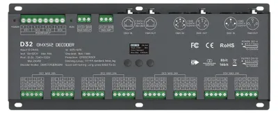 Produktbild von LTECH D32 DMX512/RDM LED Controller 32-Kanal 3A, 12-24V DC, mit OLED Display, Konstantspannung