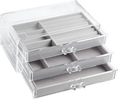 Produktbild von Famanu Schmuckbox - Schmuckaufbewahrung mit Schubladen - transparent - Acryl