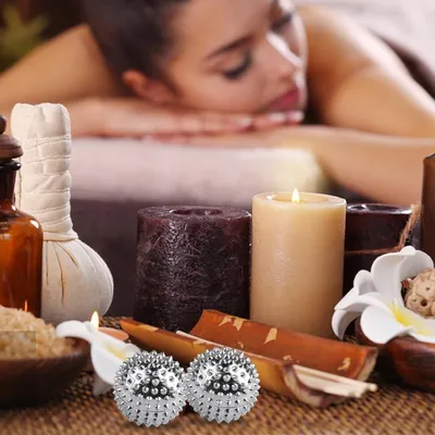 Produktbild von Massagebälle und Akupressurringe Set - 6 Magnetische Igelbälle mit 12 Fingermassageringen