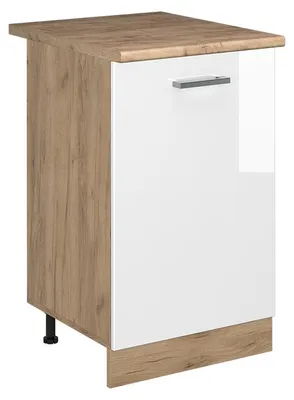 Immagine prodotto di Mobiletto base cucina Vicco R-Line Bianco lucido/Rovere dorato 50 cm piano di lavoro Rovere dorato, Model 70412