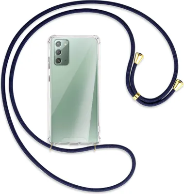 Produktbild von Handykette Backcover-Schutzhülle mit Band (Metall goldfarben) für Samsung Galaxy Note20 4G/5G (N980,N981) - dunkelblau