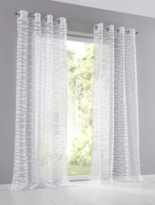 Produktbild von Kutti Halbtransparenter Vorhang Enya weiß mit Ösen. Ausbrenner Gardine mit hohem Baumwollanteil. Für Gardinenstangen Größe 135/225 (1 Stück)