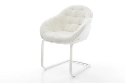Produktbild von DELIFE Freischwinger Gaio-Flex Bouclé Soft Beige Freischwinger flach Weiß