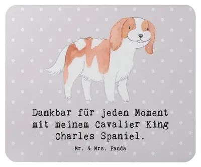 Produktbild von Mr. & Mrs. Panda Mousepad Cavalier King Charles Spaniel Moment - Grau Pastell - Geschenk, Mauspad, laptop, Mouse Pad, pc