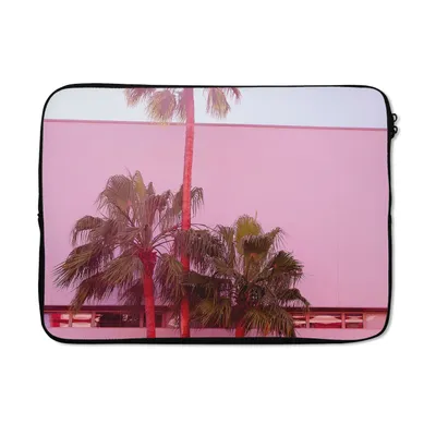 Produktbild von MuchoWow® Laptop Hülle 13 Zoll Palme - Garten Poster - Rosa Laptoptasche - Laptophülle - Sleeve - Rundumschutz