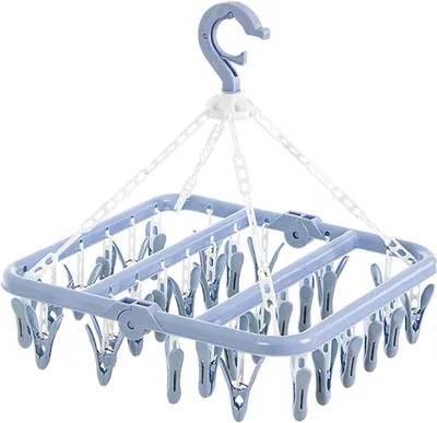 Productafbeelding van Opvouwbare Drooghanger met 32 Clips - Perfect voor Kleding en Sokken