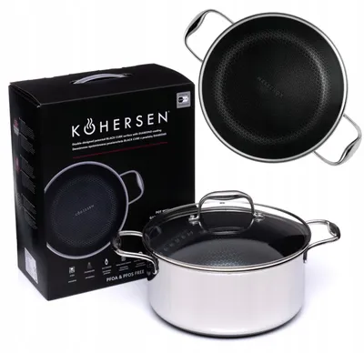 Würfeltopf 24 cm mit Deckel, 4,9 L, Antihaftbeschichtung, schwarz