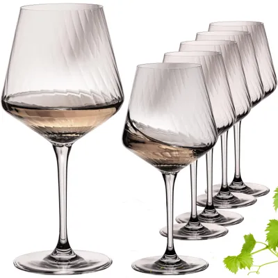 Produktbild von IMPERIAL glass Chardonnaygläser Set 6 Stück – Weißweingläser 570ml aus Crystalline Glas "London" – geriffeltes Weinglas mit langem Stiel und dünnem Rand