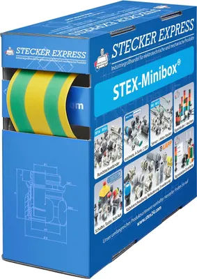 Produktbild von 136468 STEX24 Schrumpfschlauch 2:1, Minibox mit 1,4m, grün/gelb 32,0/16,0mm, 1 1/4 Zoll, WSB2 Schrumpftemperatur mind.