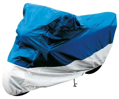 Produktbild von Universal Motorrad-Vollgarage (246x105x127cm): Mit Gummizügen, reissfest, blau-weiss – perfekte Passform und einfacher Schutz für jedes Motorrad