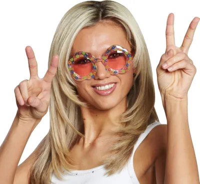 Produktbild von 70er 60er Brille Hippie Flower Power bunt Karneval Kostüm Zubehör