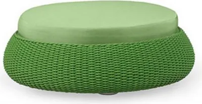 Produktbild von Casa Padrino Luxus Sitzhocker Grün Ø 107 x H. 32 cm - Handgewebter Wetterbeständiger Rundhocker - Garten & Terrassen Hocker - Hotel Möbel - Luxus Qualität