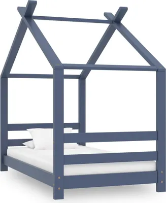 Produktbild von vidaXL Kinder-Bettgestell Grau Massivholz Kiefer 70x140 cm
