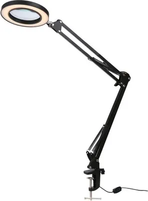 Image de Lampe de bureau avec loupe 10x, 64 LED, 3 niveaux de luminosité, alimentation USB