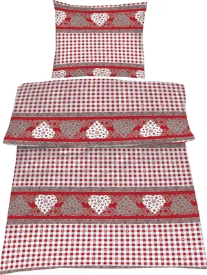 Produktbild von 2-teilig Mikrofaser Bettwäsche Set Bettgarnitur Bettbezug Übergröße 155x220 Kissenbezug 80x80 Karo Herz NEU Braun Rot Bordeaux Landhaus