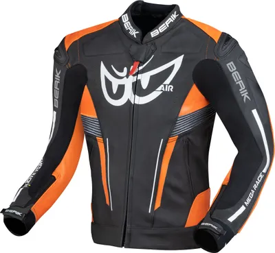 Zdjęcie produktu dla Skórzana kurtka motocyklowa Berik Air-B, czarny/pomarańczowy, 50