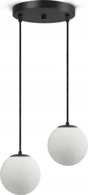 Produktbild von LUXOLAR Led Pendelleuchte, 2-flammig Hängelampe schwarz 15W, G9 - Deckenleuchte wohnzimmer, Weiß Glas Kugeln