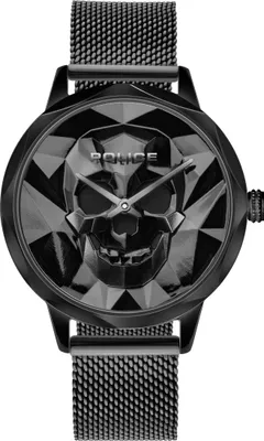 Produktbild von Damenuhr Anjar aus schwarzem Edelstahl mit Totenkopf von Police