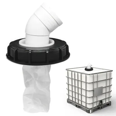Produktbild von IBC Deckelfilter, Nylon Deckel mit Filter Waschbar 150-165mm mit Bogen DN 45° Tankdeckel Wasserfilter für Regenwassertank Tonnenfass IBC Container