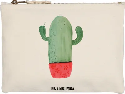 Produktbild von Mr. & Mrs. Panda Kulturbeutel Kaktus Wut Grösse XL Große - Weiß - Geschenk, Schlampermäppchen, Pouch, Kosmetiktasche, wütend, Büro, Kakteen, Kollege, Chefin, beauty case