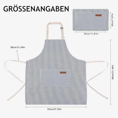 Produktbild von 3er Set Kochschürzen für Damen und Herren mit verstellbarem Nackenriemen und Taschen