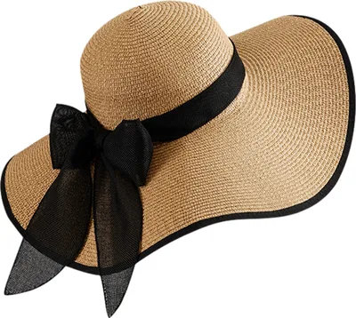 Produktbild von Damen-Sonnenhut aus Stroh mit breiter Krempe, UPF 50, faltbar, rollbar, ideal für den Strand